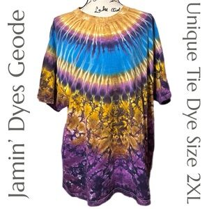 Jammin Dyes Purple/Tan Geodesic Tie-Dye Top Size 2XL